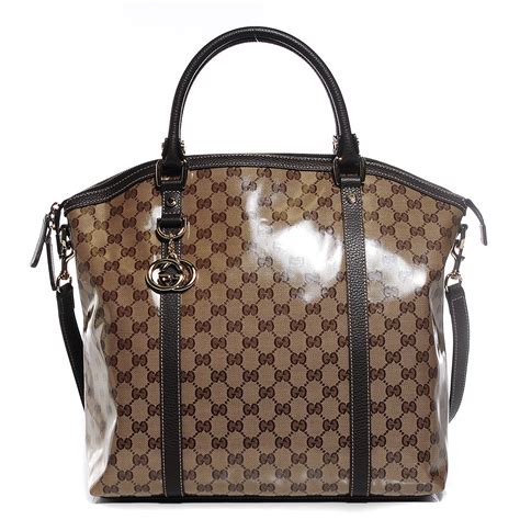 gucci - monogram tote bag - beige & brown